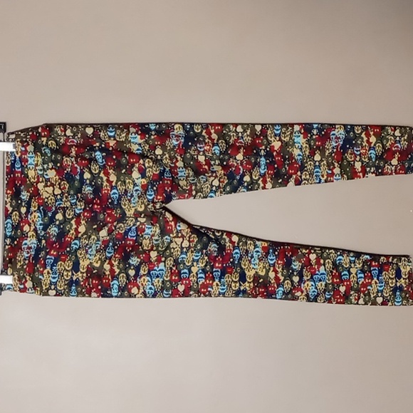 LuLaRoe Dark Blue w Bright Color Patterned Leggings One Size - Picture 2 of 5